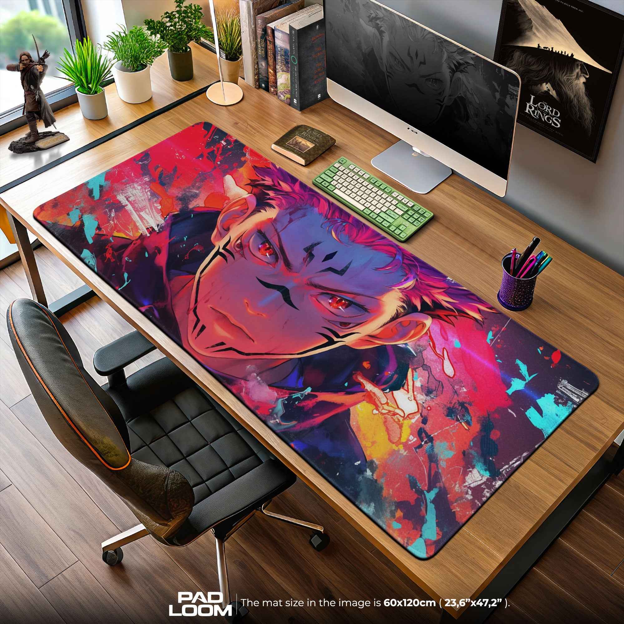 Jujutsu Kaisen Sukuna Crimson Gaze Mouse Pad, Anime Desk Mat