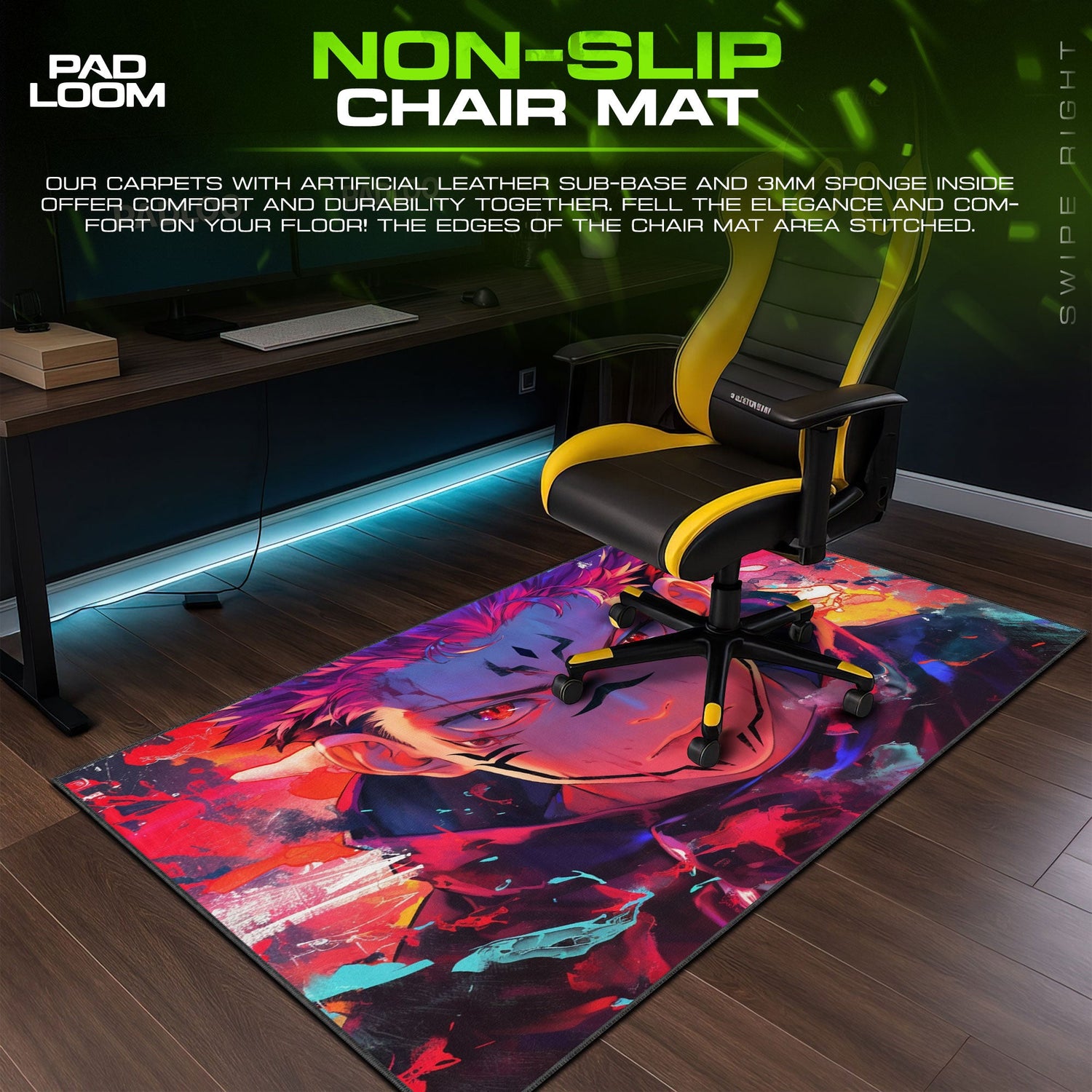 Jujutsu Kaisen Sukuna Crimson Gaze Mouse Pad, Anime Desk Mat Padloom