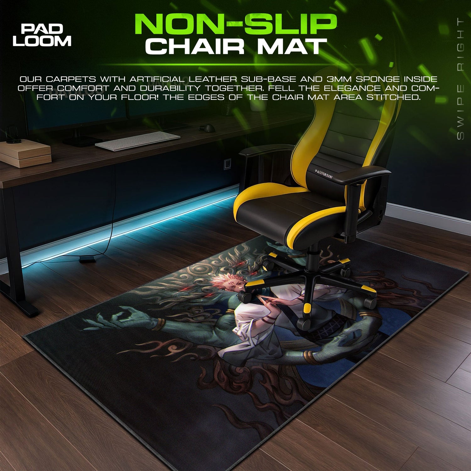 Jujutsu Kaisen Sukuna Curse Power Mouse Pad, Anime Desk Mat Padloom