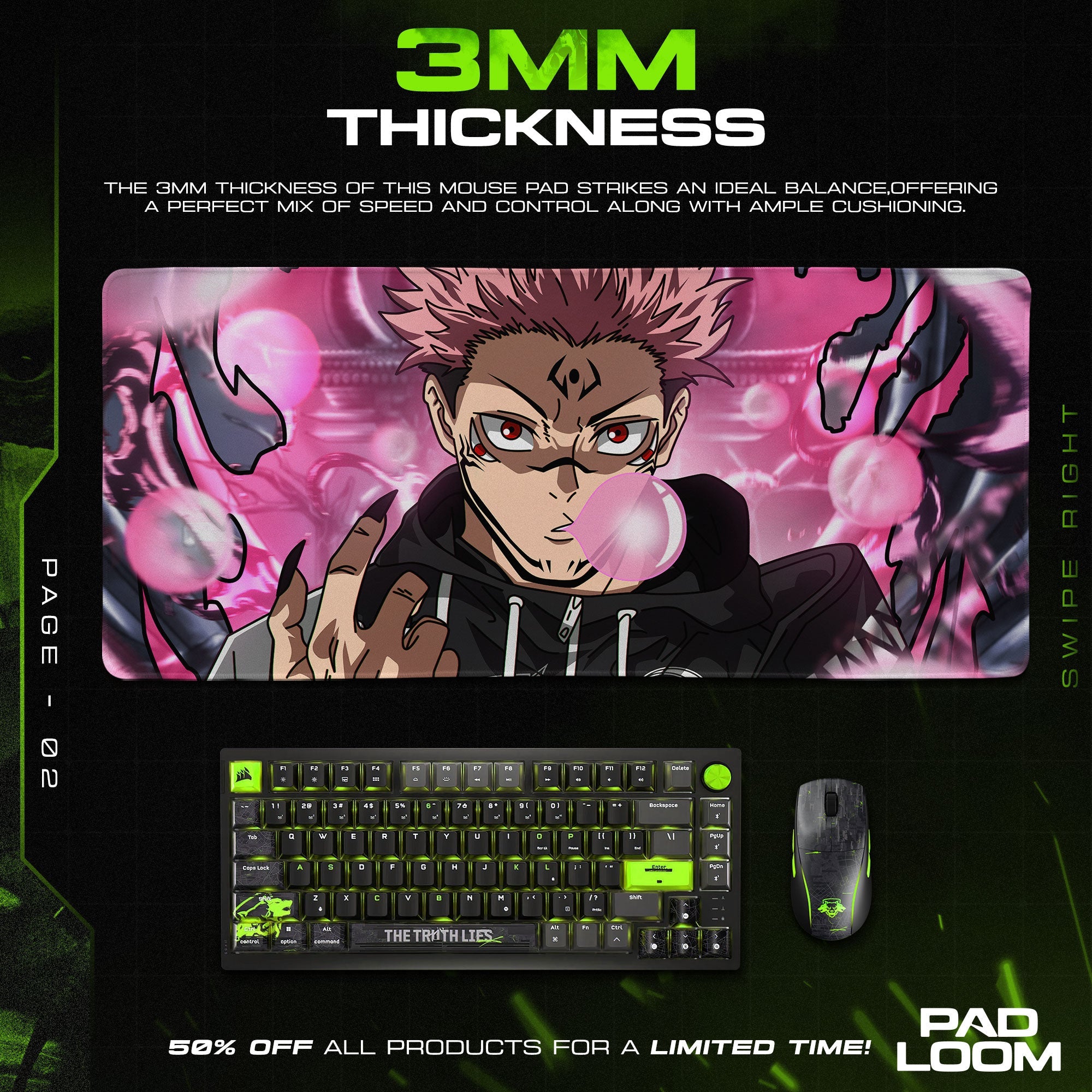 Jujutsu Kaisen Sukuna Mouse Pad – Cursed Aura Gamer Desk Mat – Padloom