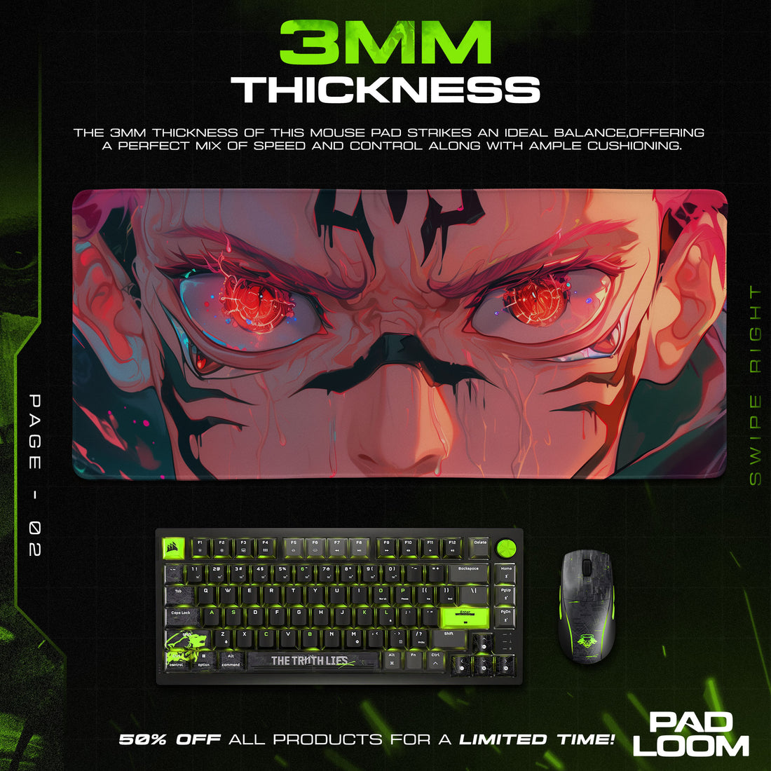Jujutsu Kaisen Sukuna Eyes Mouse Pad, Anime Desk Mat