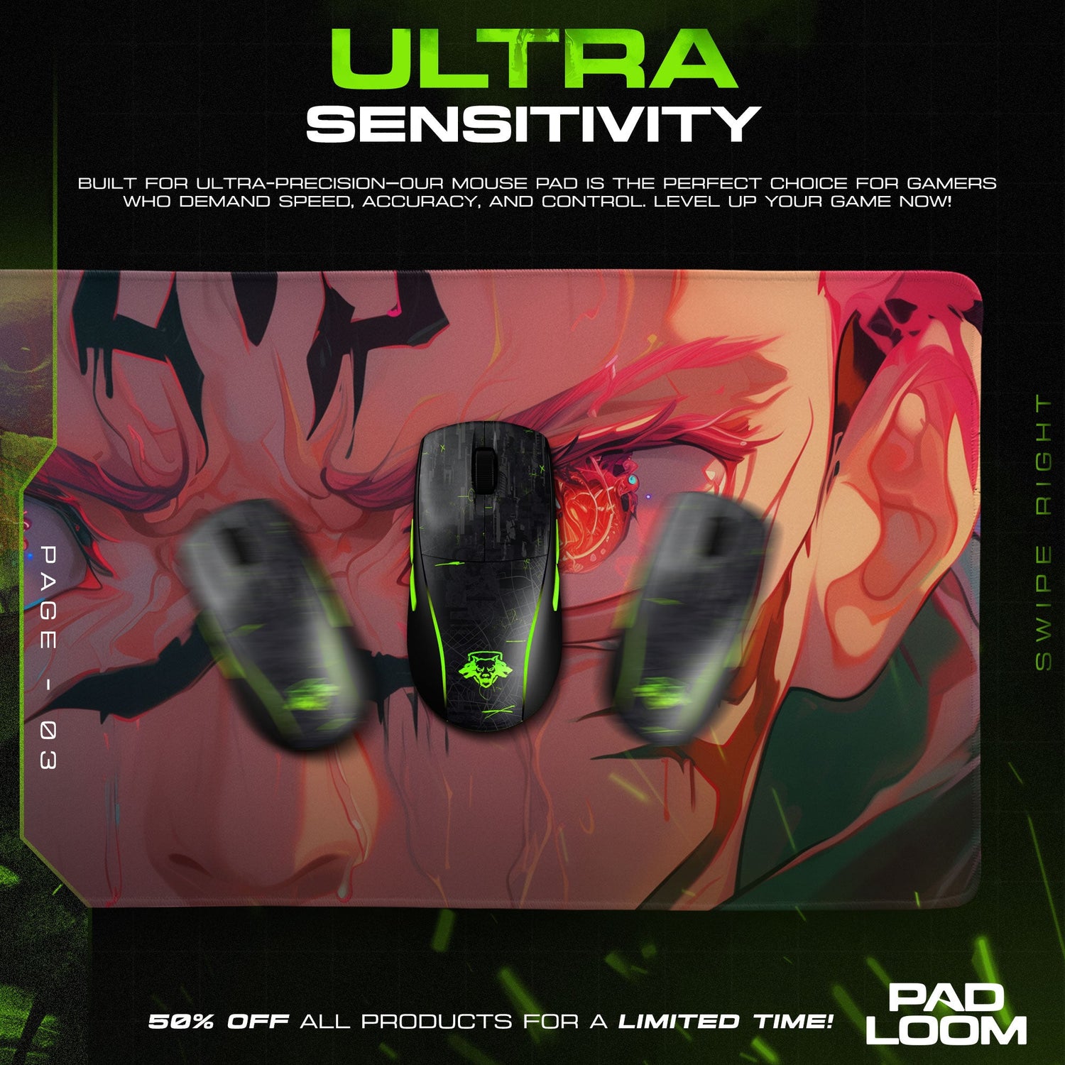 Jujutsu Kaisen Sukuna Eyes Mouse Pad, Anime Desk Mat Padloom