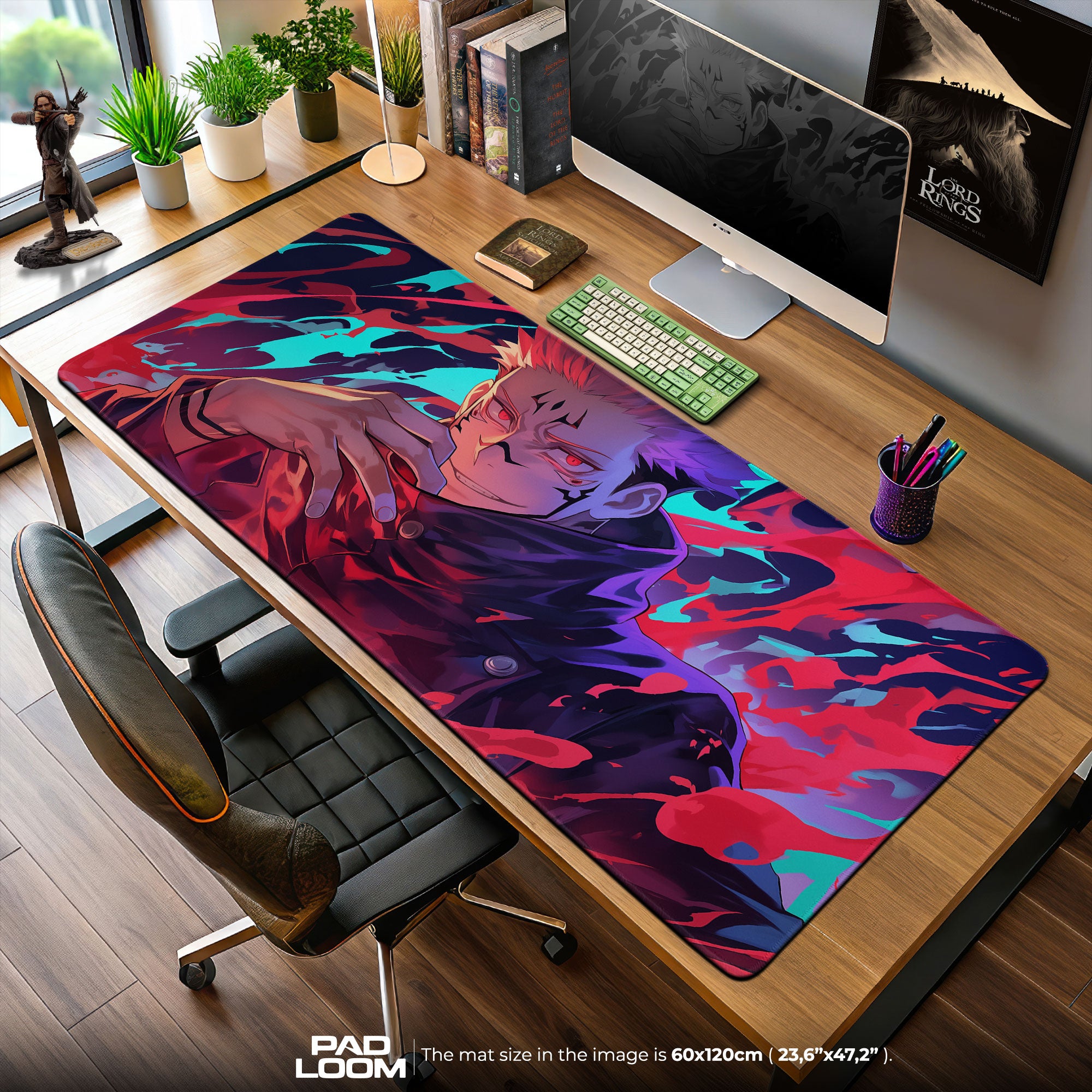 Jujutsu Kaisen Sukuna Flames Mouse Pad, Anime Desk Mat