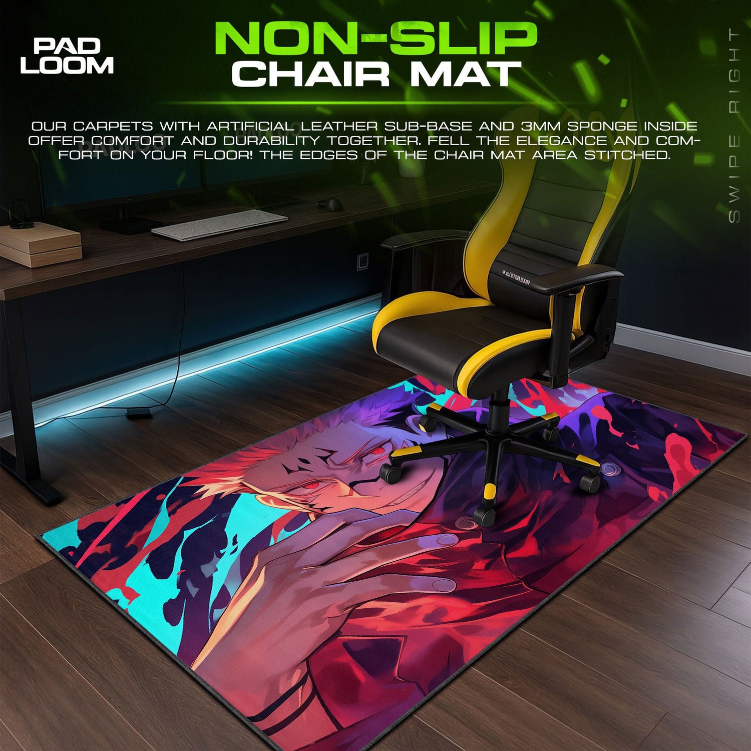 Jujutsu Kaisen Sukuna Flames Mouse Pad, Anime Desk Mat Padloom