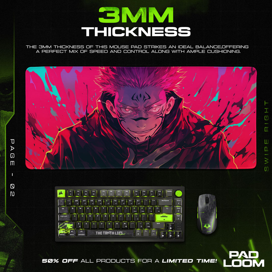 Jujutsu Kaisen Sukuna Inferno Mouse Pad, Anime Desk Mat
