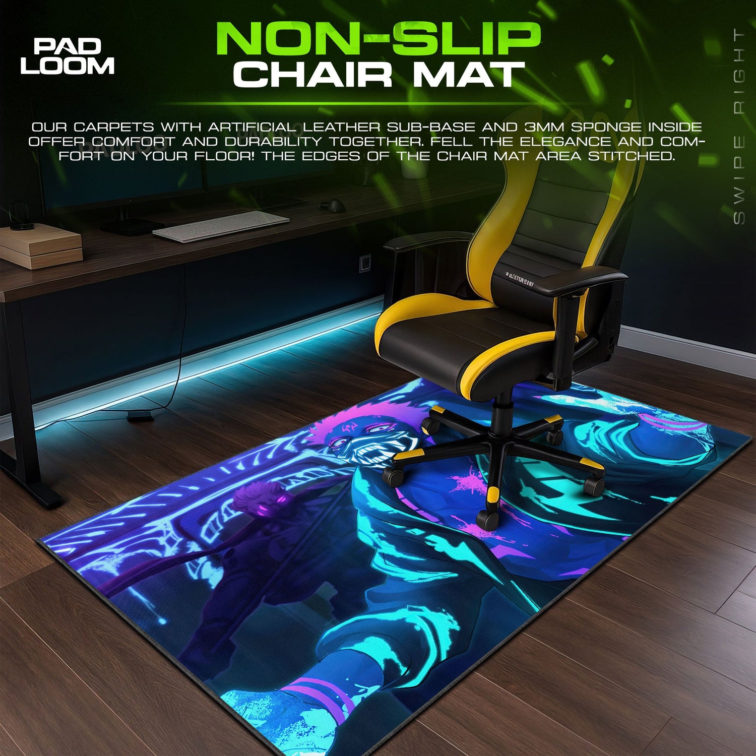 Jujutsu Kaisen Sukuna Mouse Pad – Neon Curse Gamer Desk Mat Padloom
