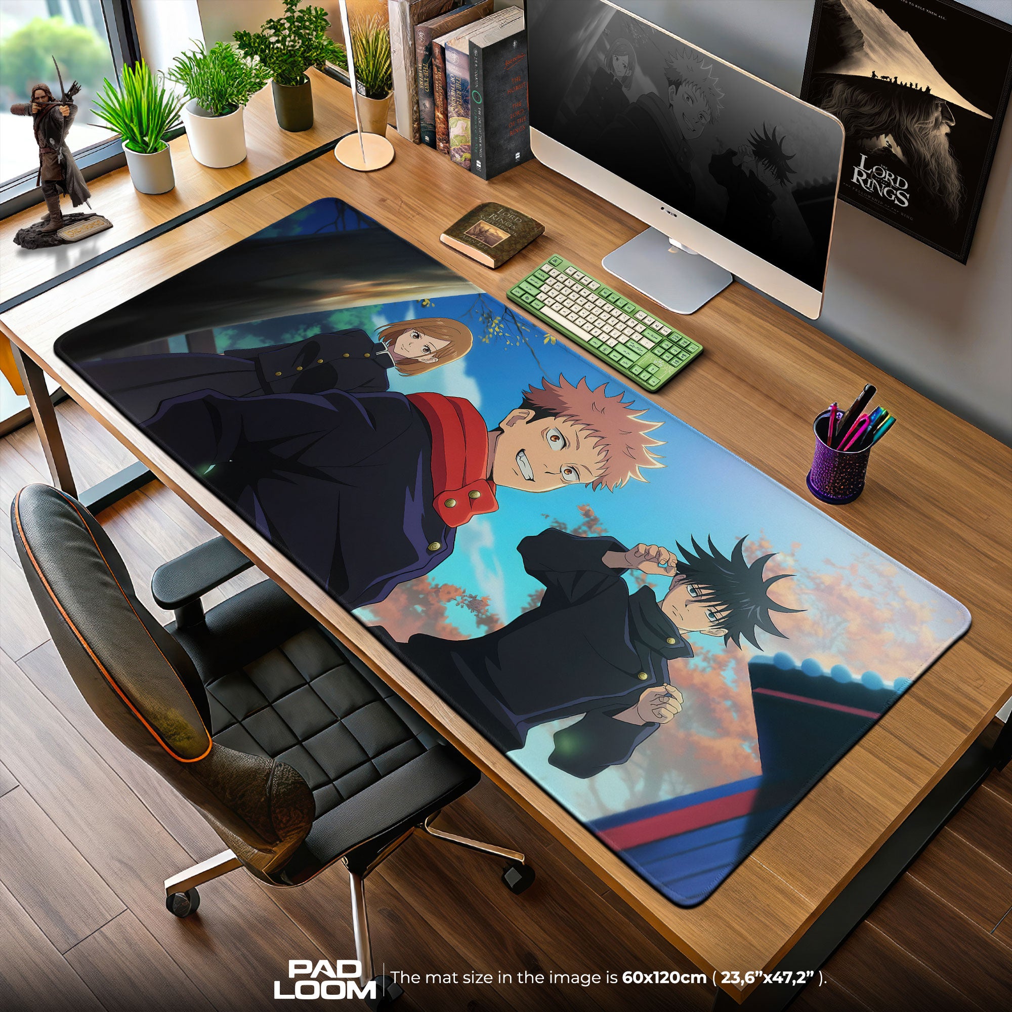 Jujutsu Kaisen Trio Mouse Pad, Anime School Scene Desk Mat