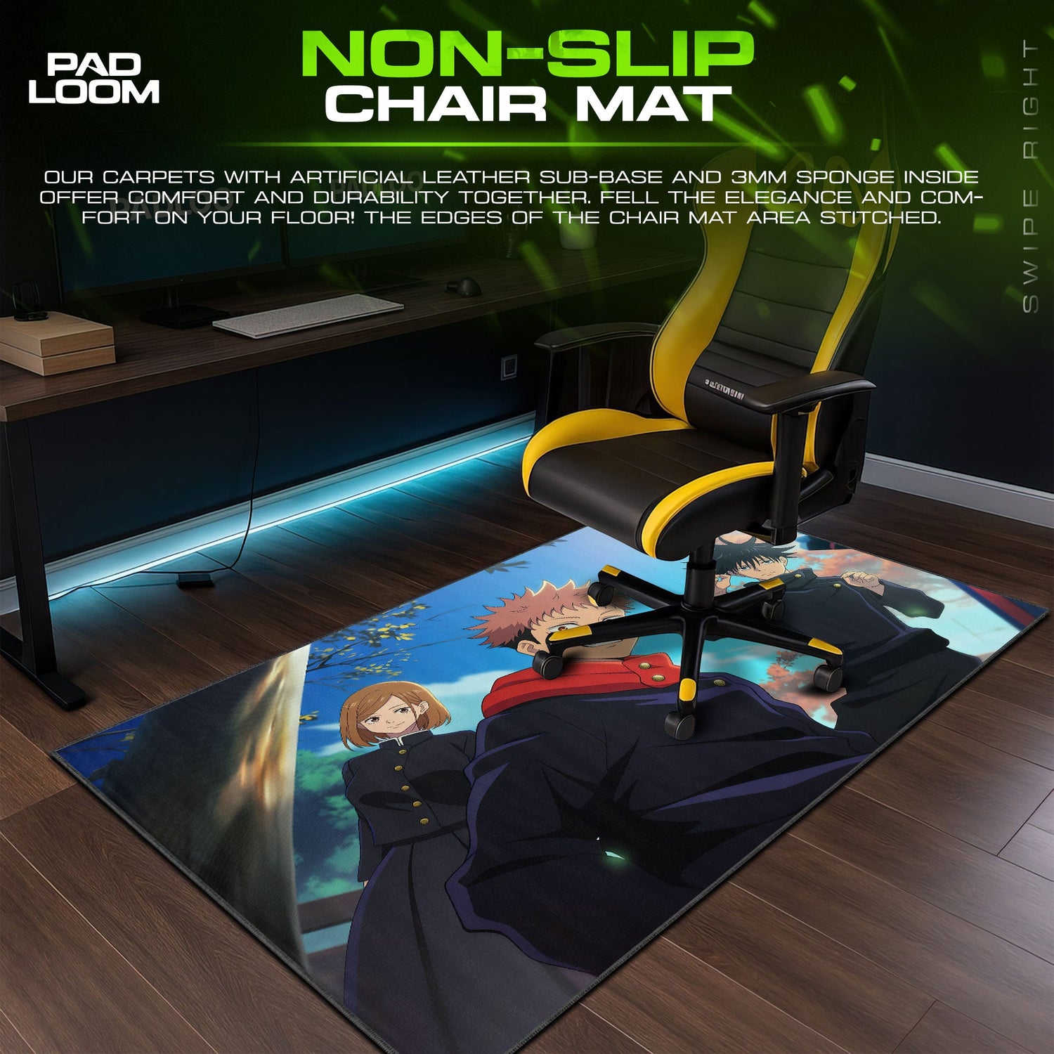 Jujutsu Kaisen Trio Mouse Pad, Anime School Scene Desk Mat Padloom