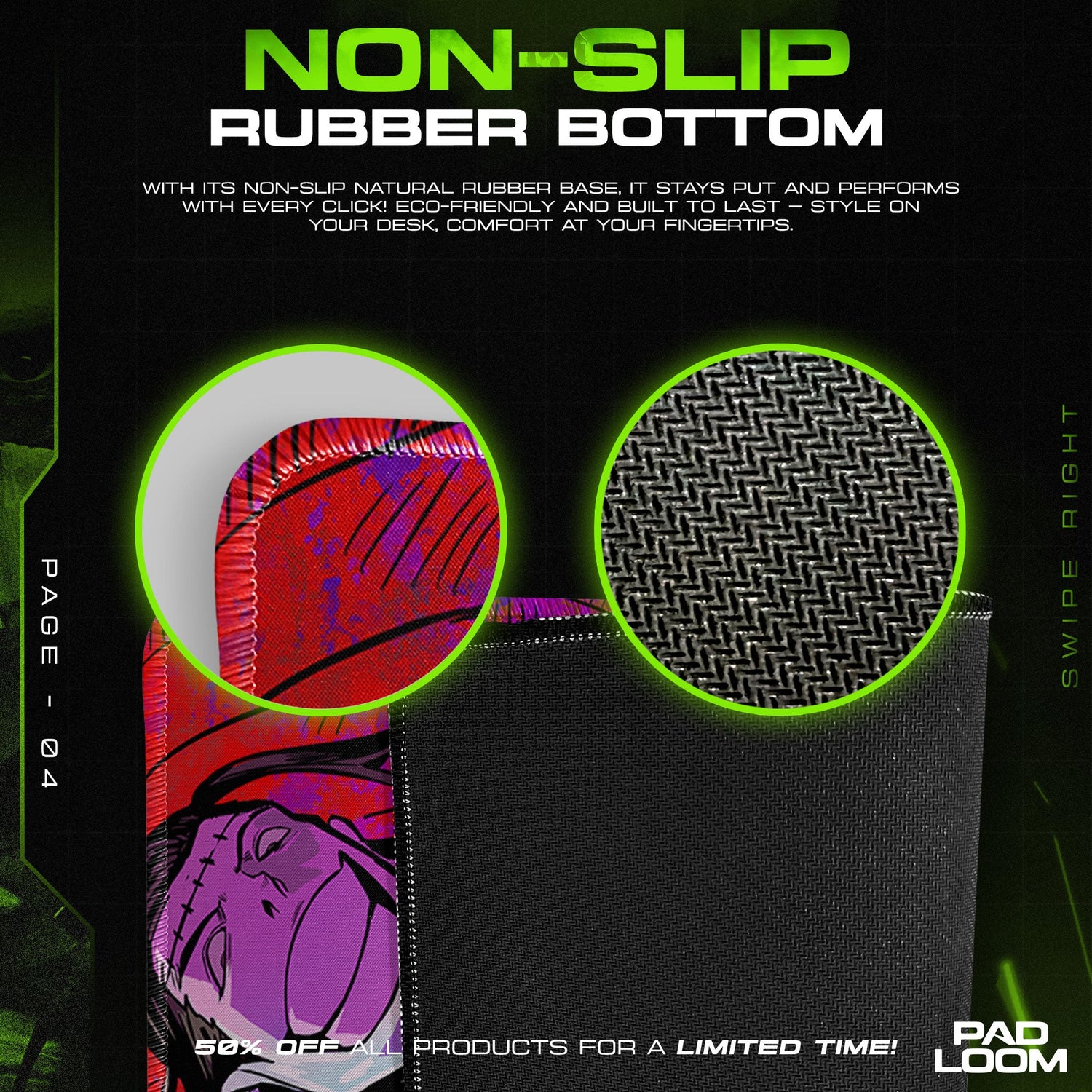 Jujutsu Kaisen Yuji & Cursed Spirits Mouse Pad, Anime Desk Mat Padloom