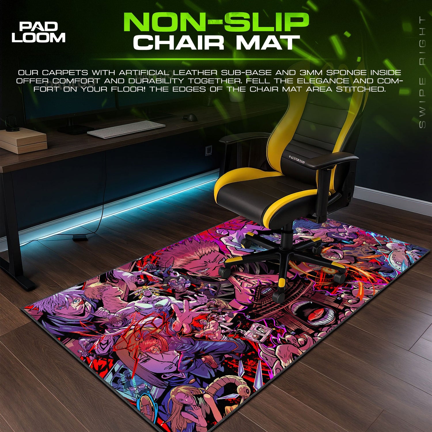 Jujutsu Kaisen Yuji & Cursed Spirits Mouse Pad, Anime Desk Mat Padloom