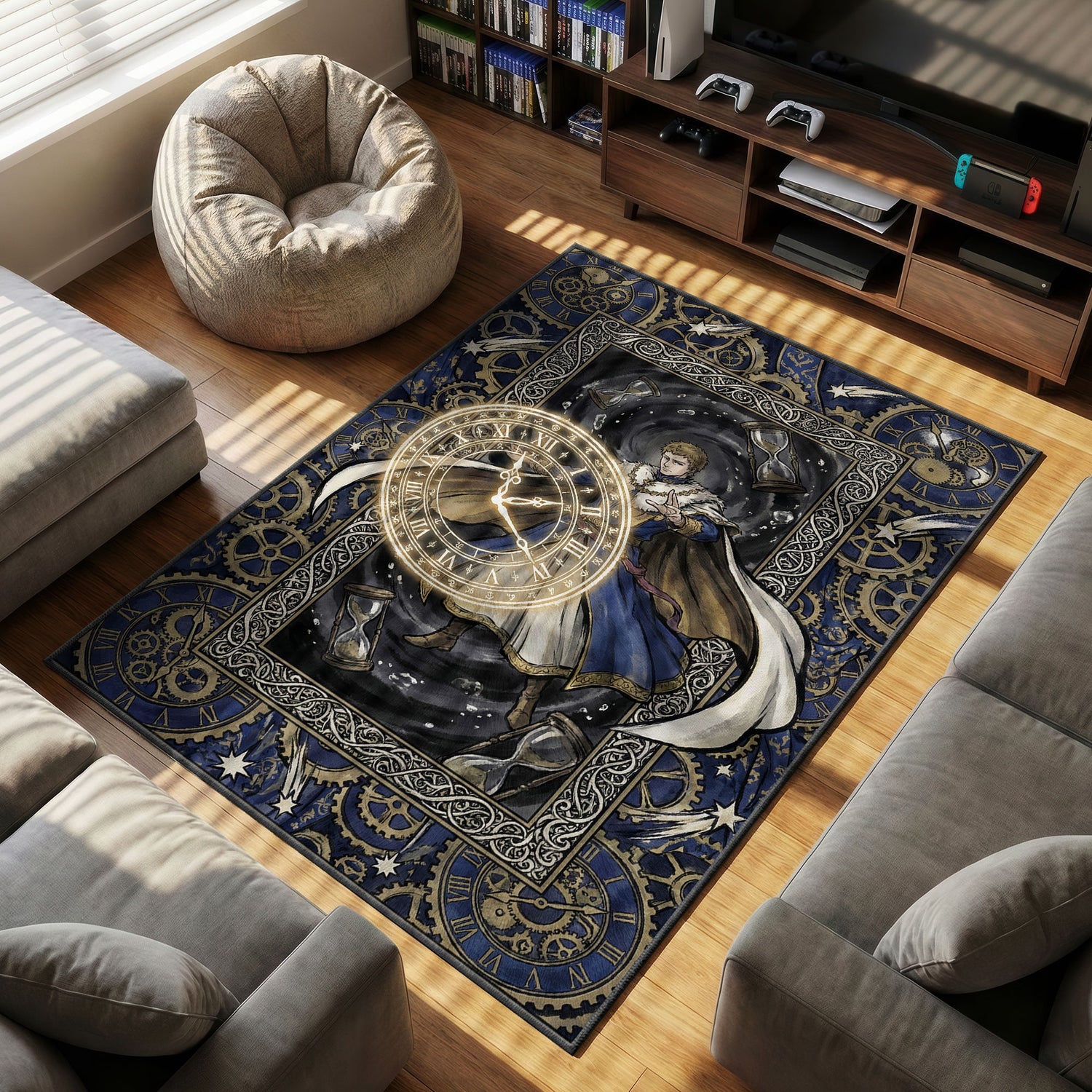 Julius Time themed area rug for home decor fans