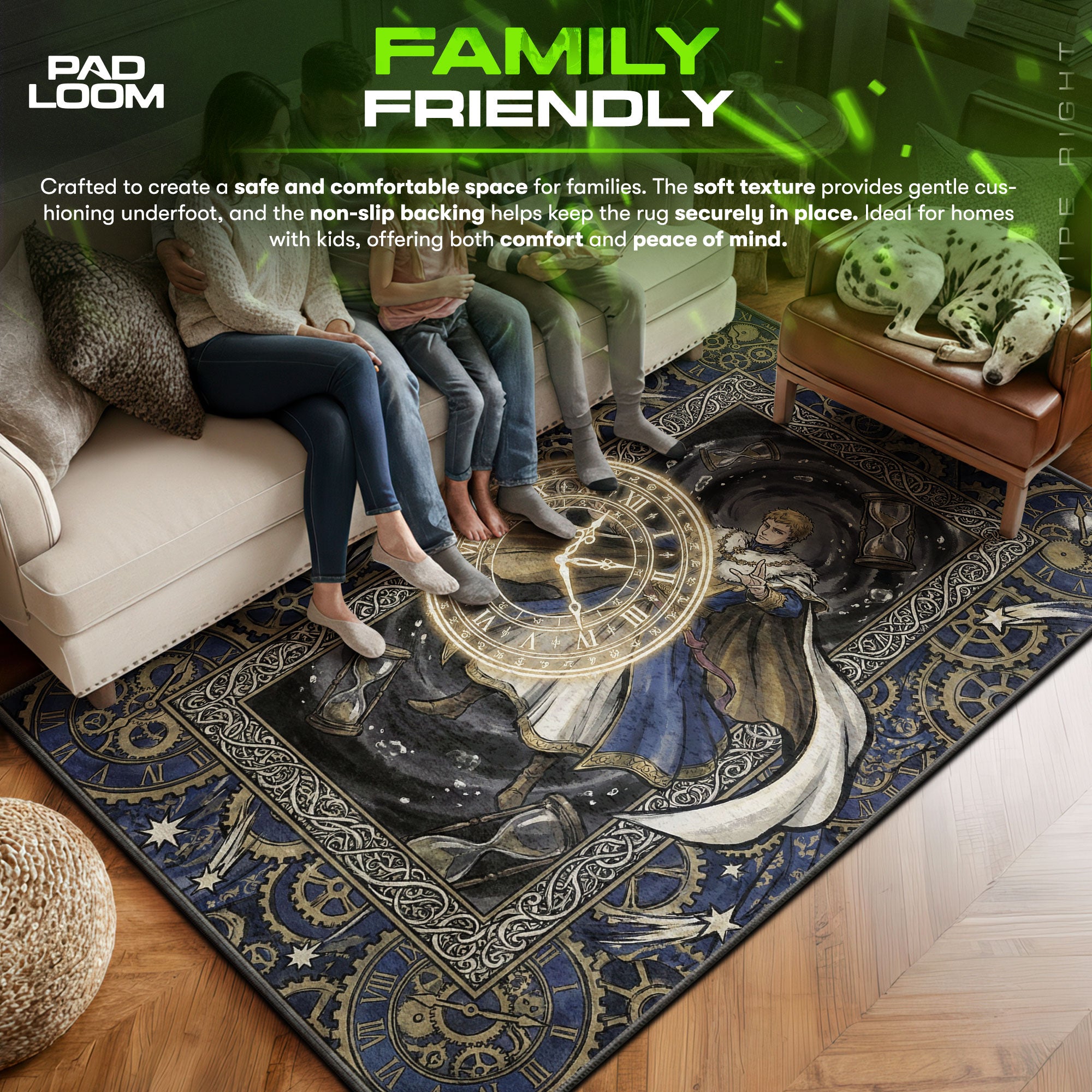 Julius area rug showing full home decor artwork