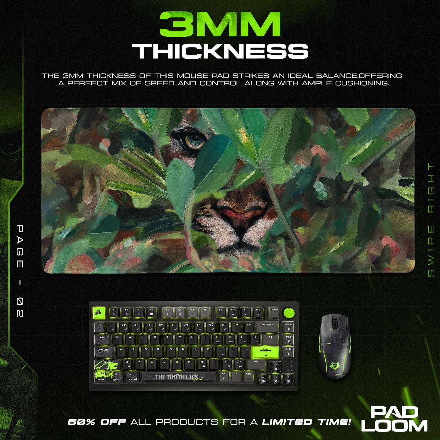 Jungle Panther Mouse Pad - Stealth Nature Desk Mat Padloom