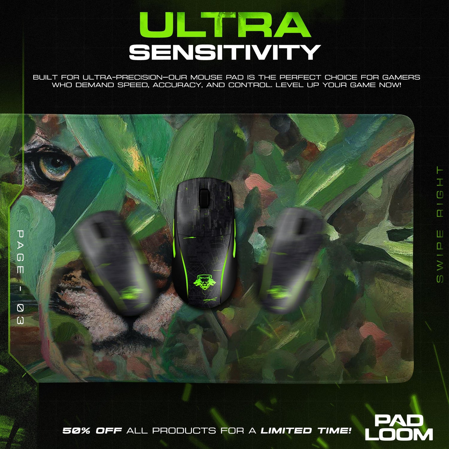 Jungle Panther Mouse Pad - Stealth Nature Desk Mat Padloom