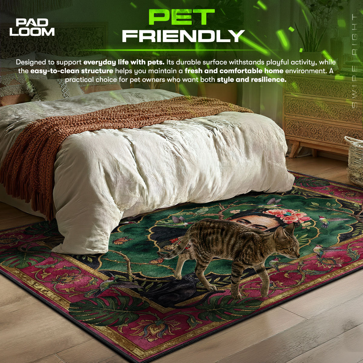 Jungle Portrait themed area rug for home decor fans