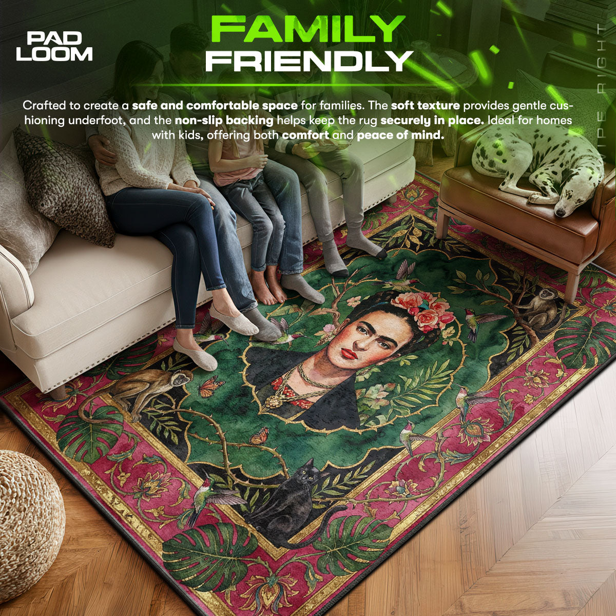 Area character design printed on rug