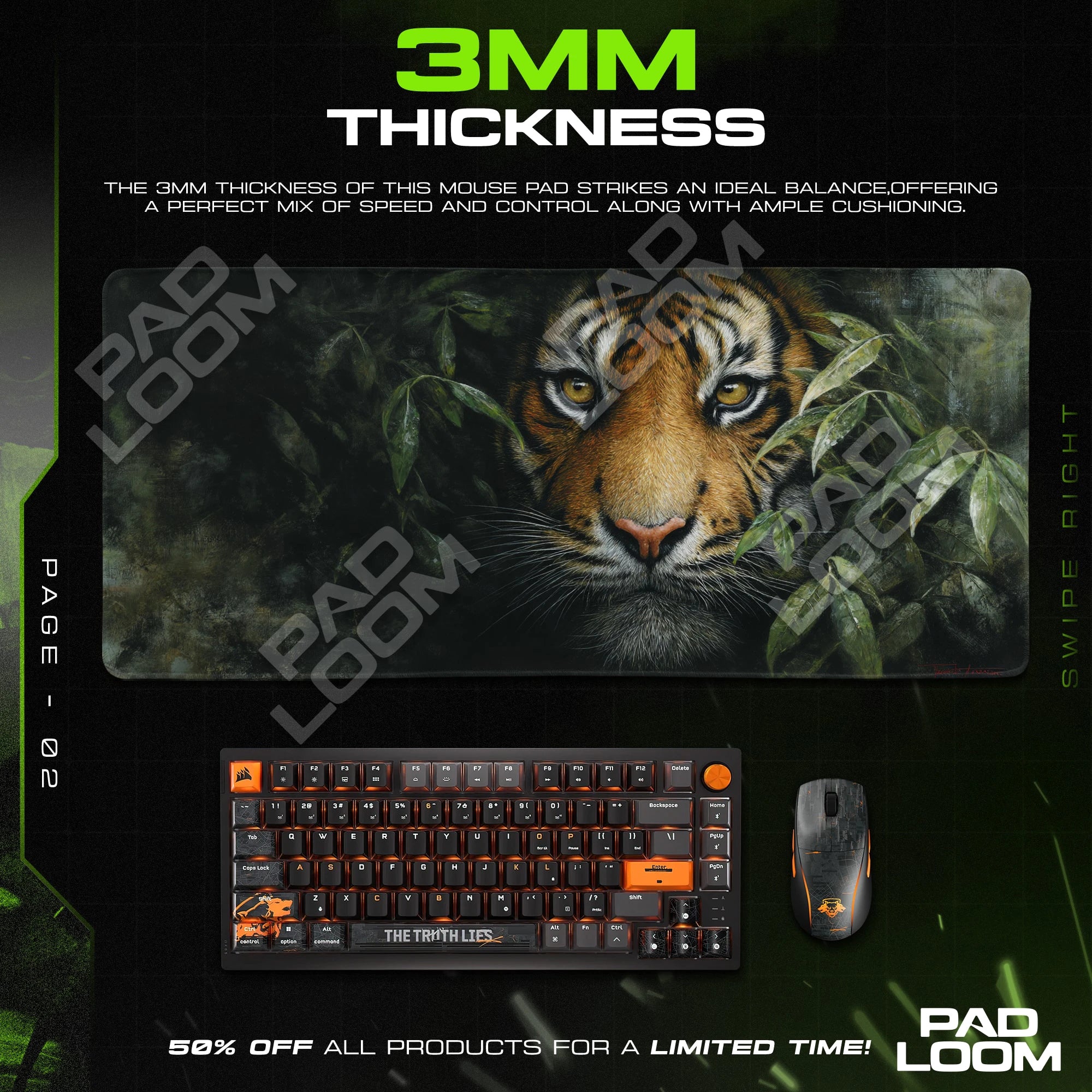 Jungle Tiger Watch Mouse Pad - Wildlife Desk Mat
