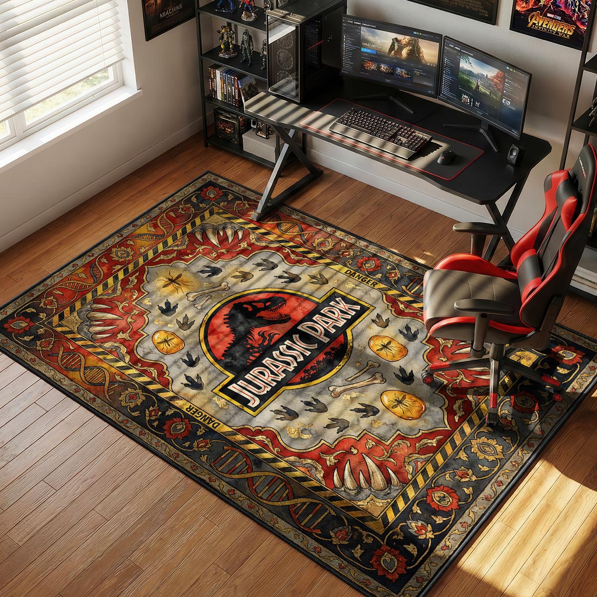 Jurassic Park Amber Fossil Movie Room rug — main product view