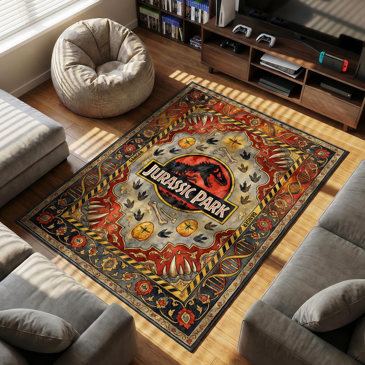 Jurassic Park themed area rug for Classic fans