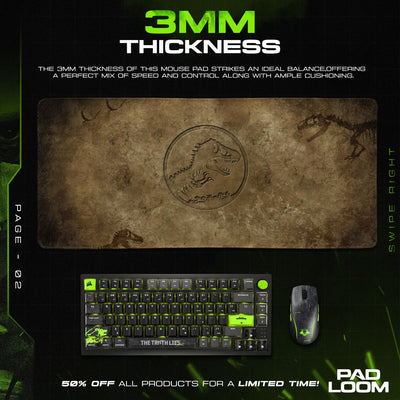 Jurassic Park – Fossil Emblem Mouse Pad, Cartoon Gamer Desk Mat