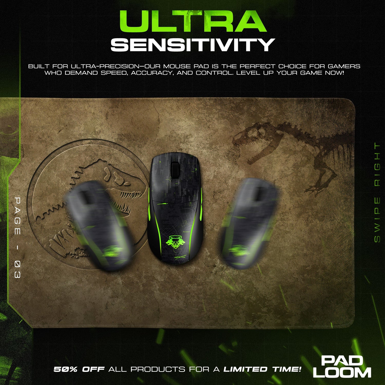 Jurassic Park – Fossil Emblem Mouse Pad, Cartoon Gamer Desk Mat Padloom