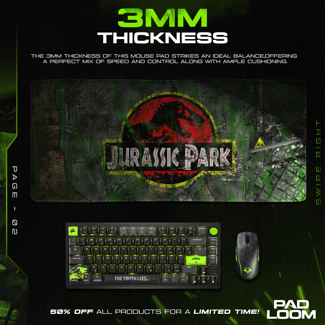 Jurassic Park – Weathered Logo Mouse Pad, Cartoon Gamer Desk Mat