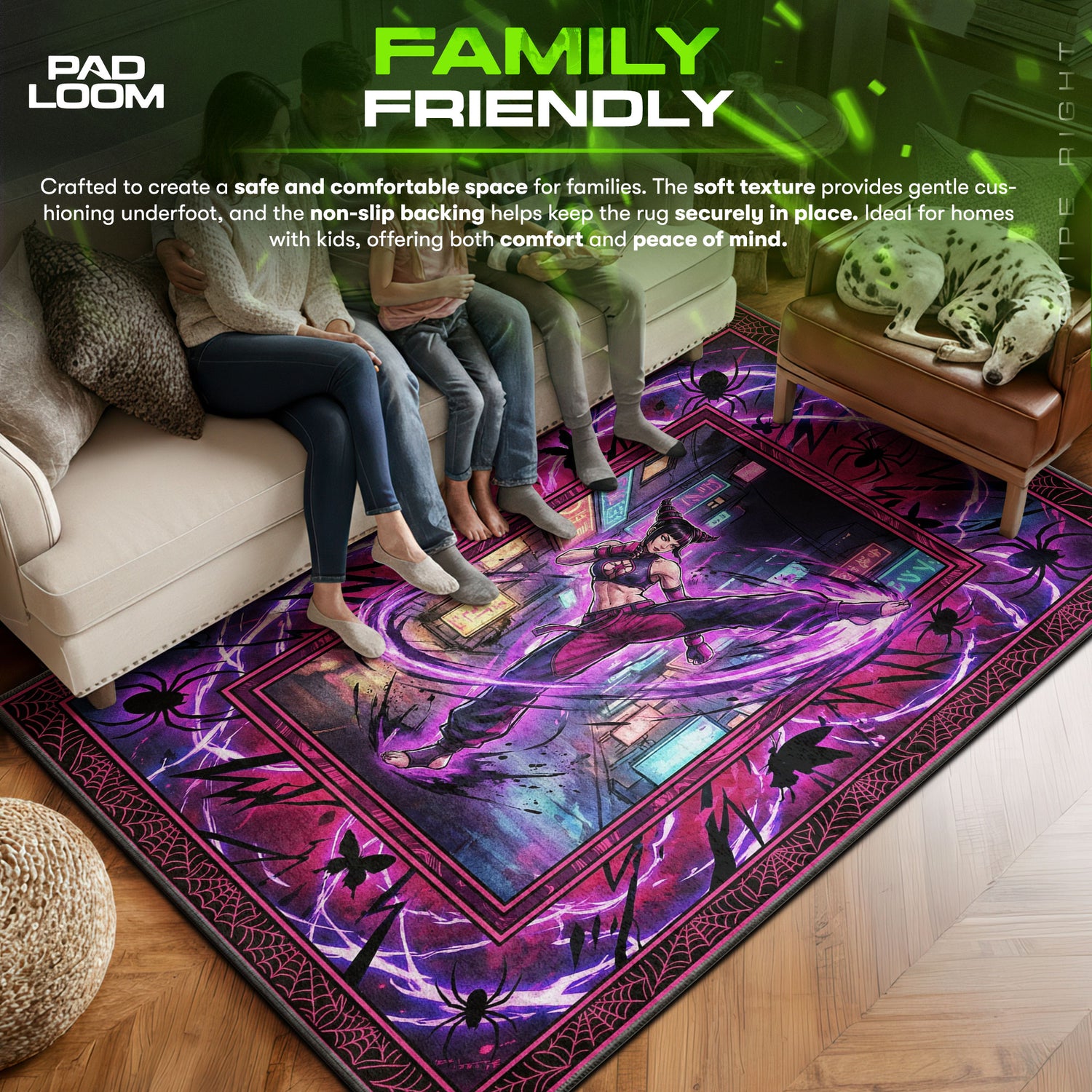 Juri area rug showing full home decor artwork