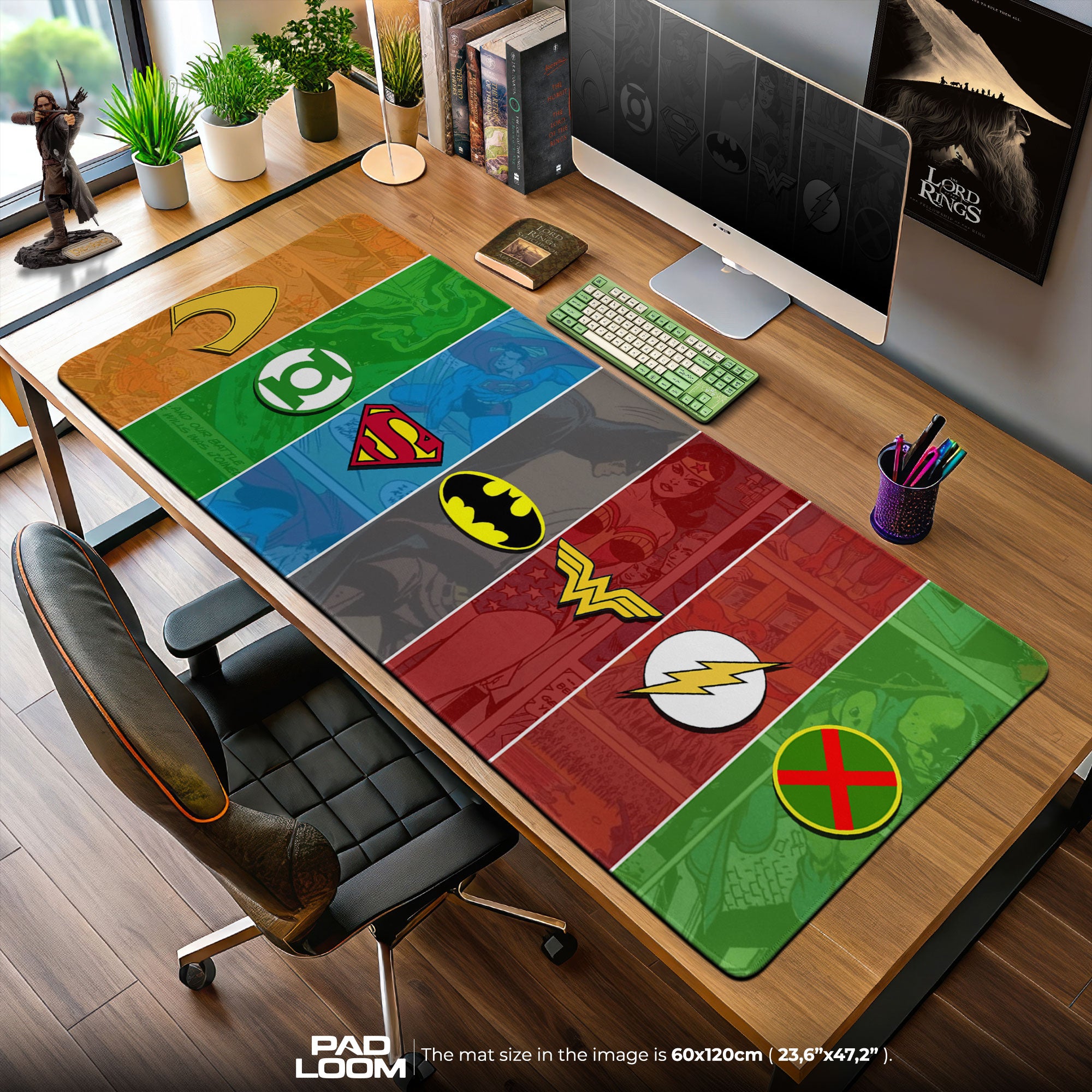 Justice League Mouse Pad, Comic Panel Heroes Gamer Desk Mat