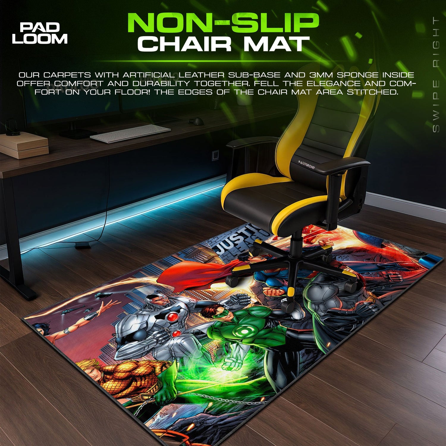Justice League Mouse Pad, Dynamic City Battle Game Desk Mat Padloom