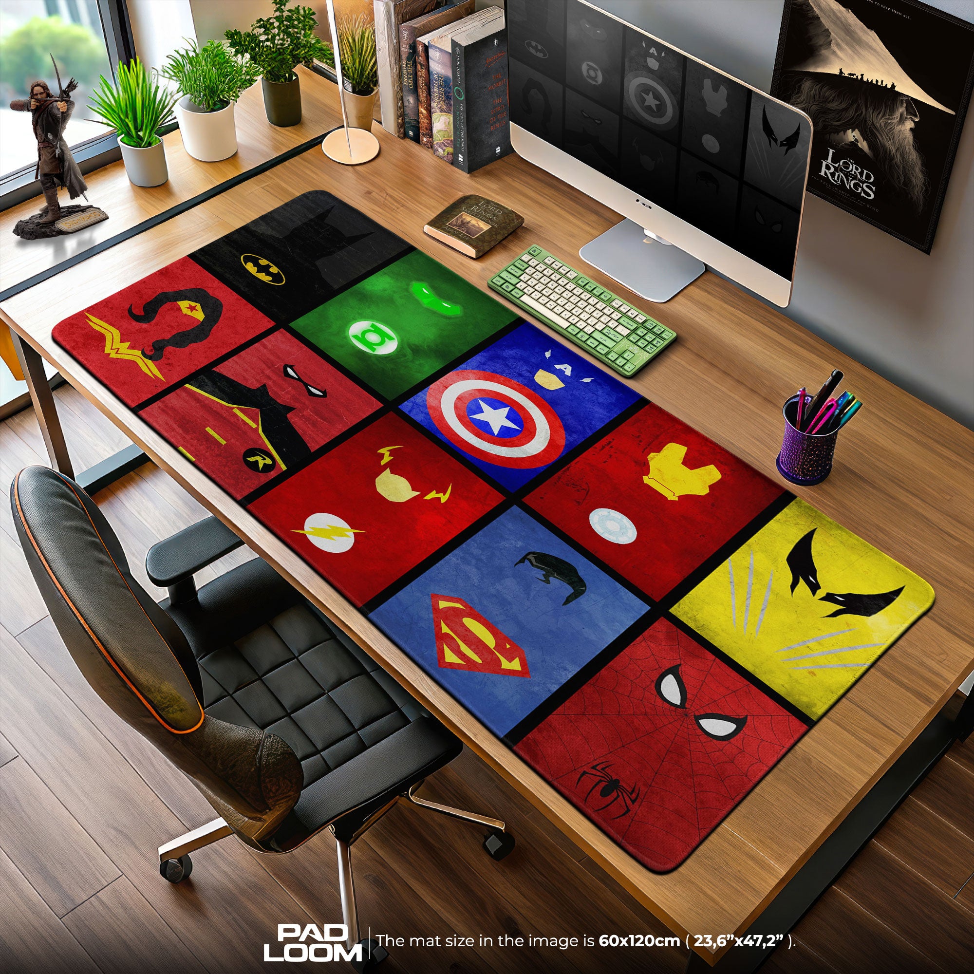 Justice League Mouse Pad, Minimalist Icons Anime Desk Mat