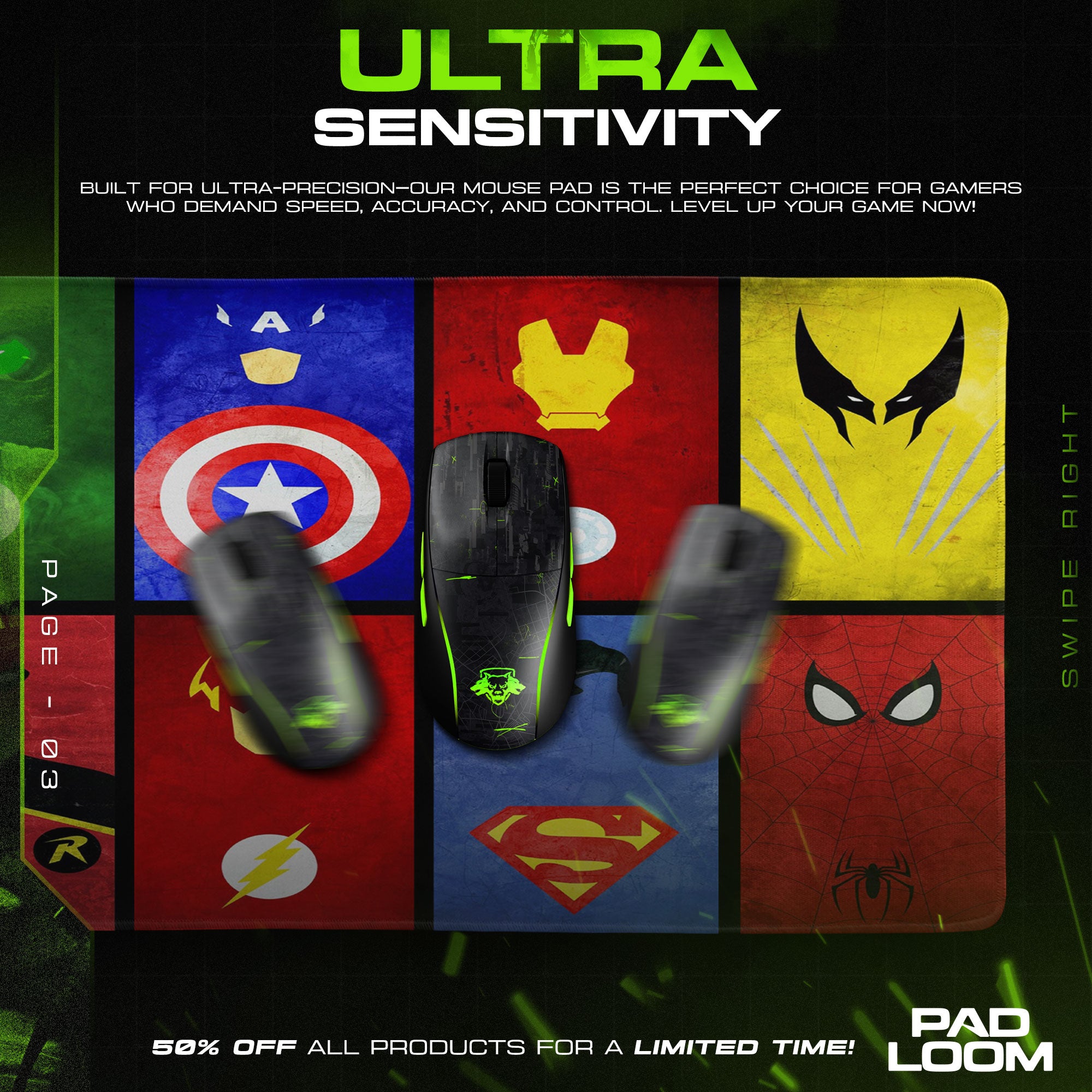 Justice League Mouse Pad, Minimalist Icons Anime Desk Mat