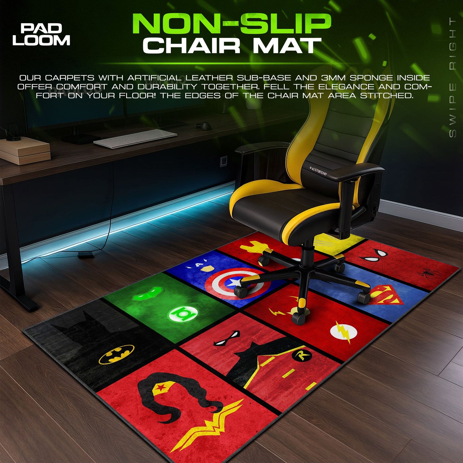 Justice League Mouse Pad, Minimalist Icons Anime Desk Mat Padloom