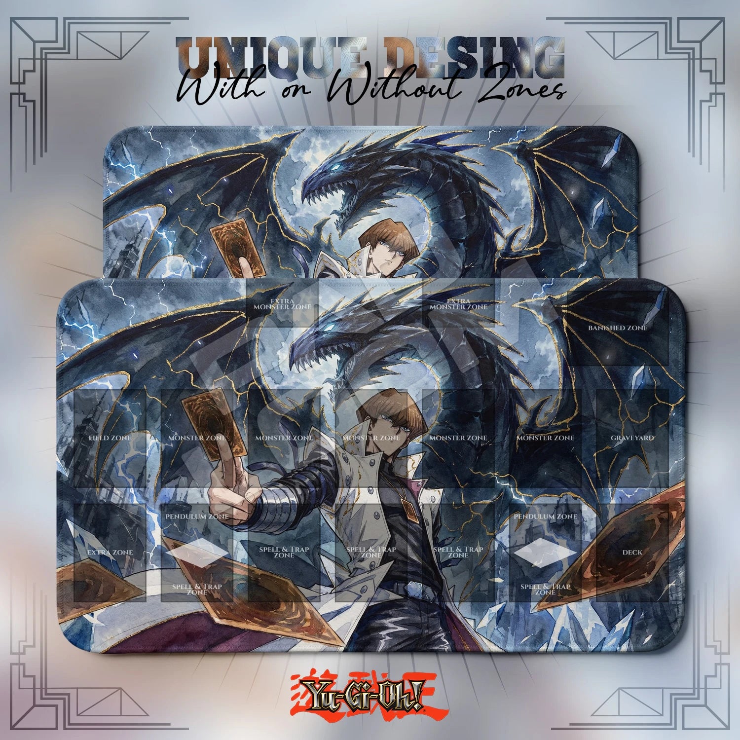 Kaiba Eclipse Playmat – With Zones and Without Zones layouts compared
