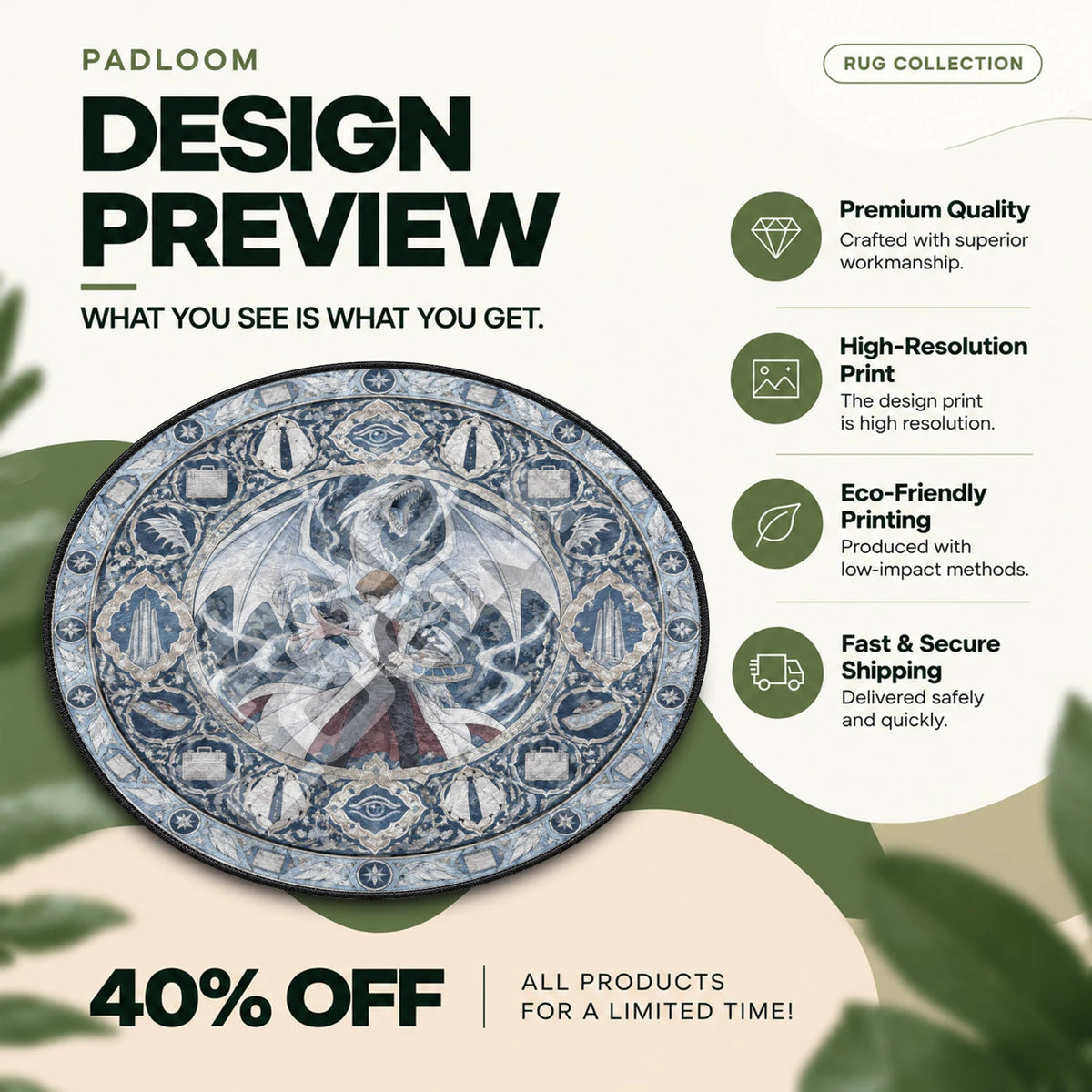 Kaiba Lightning Yu-Gi-Oh round rug full design preview