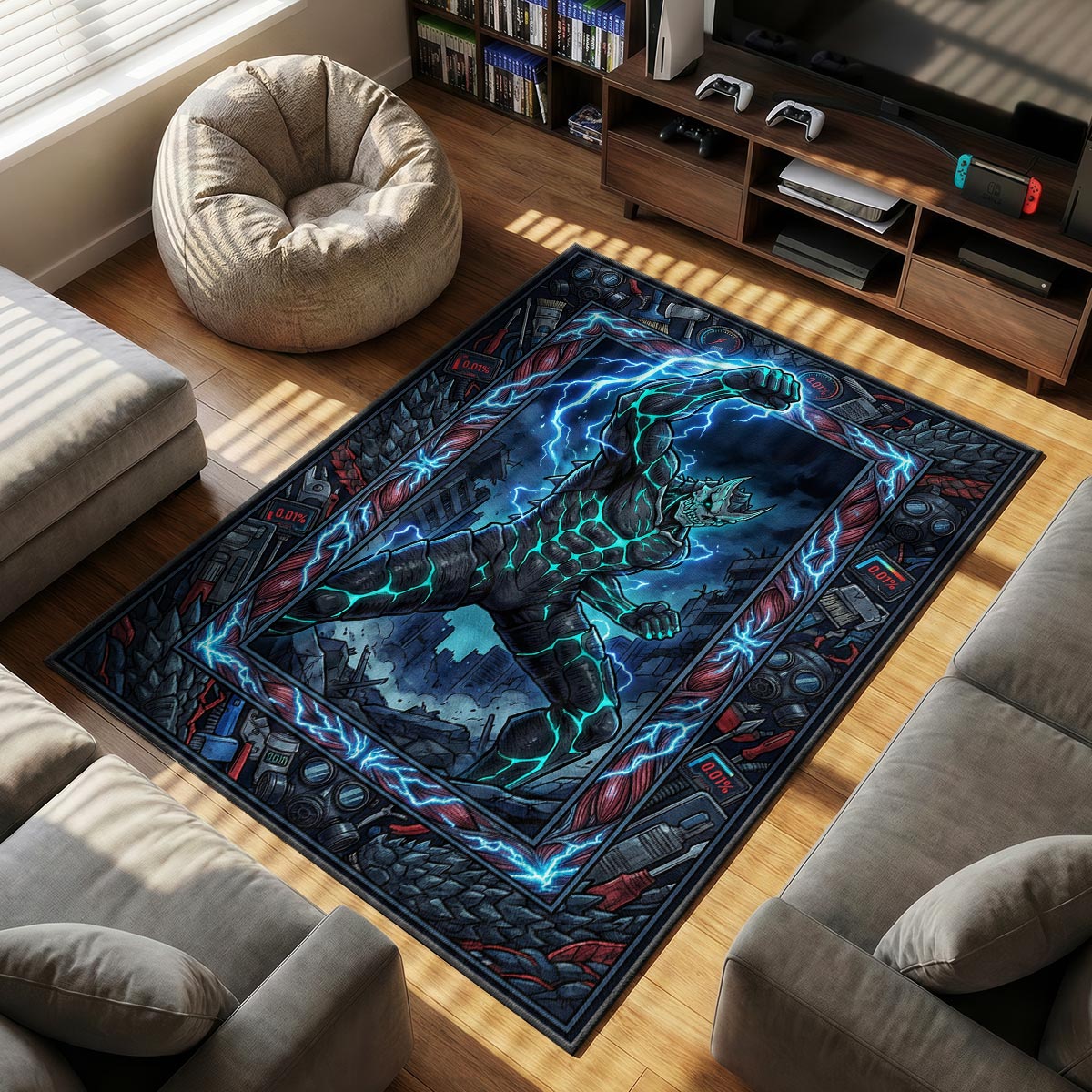 Chair character design printed on rug