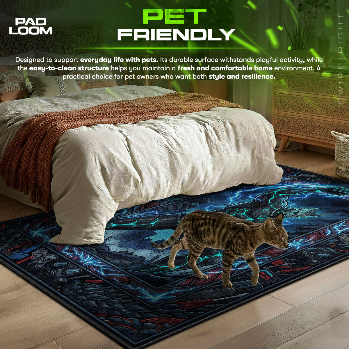 Kafka area rug showing full Kaiju artwork