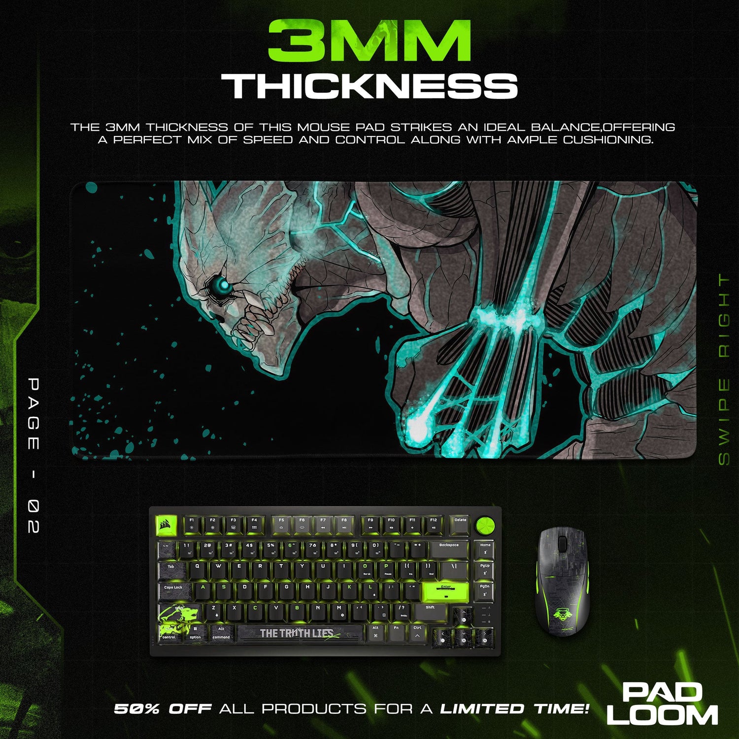 Kaiju No. 8 Mouse Pad, Monster Form Gaming Desk Mat Padloom