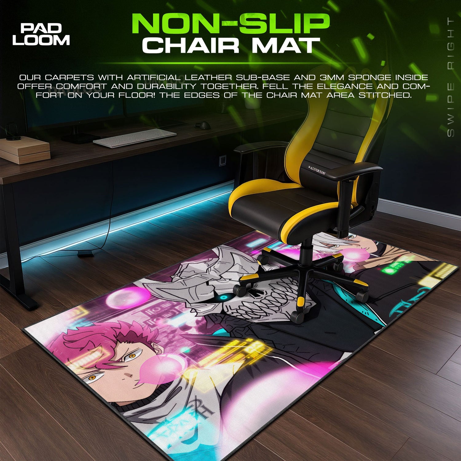 Kaiju No. 8 Skull Mask Mouse Pad, Cyber Anime Desk Mat Padloom