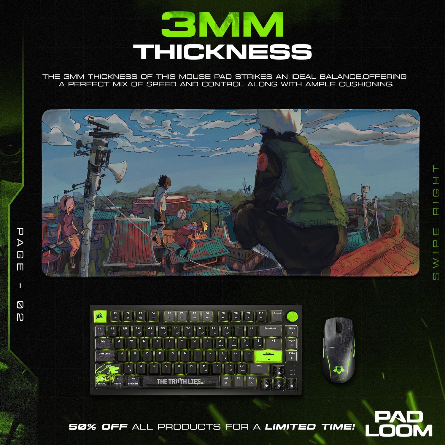 Kakashi and Naruto Mouse Pad - Hidden Leaf Rooftops Anime Desk Mat Padloom