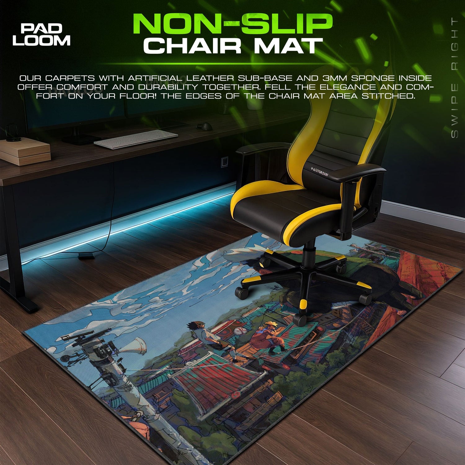 Kakashi and Naruto Mouse Pad - Hidden Leaf Rooftops Anime Desk Mat Padloom