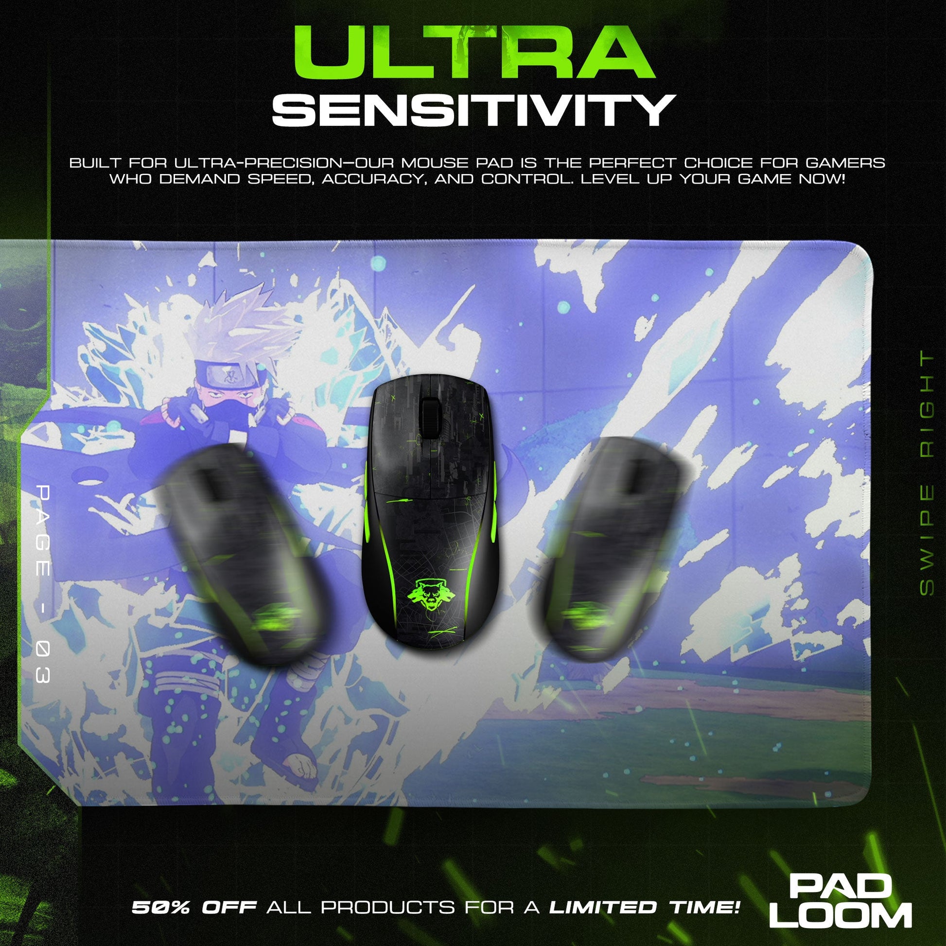 Kakashi Chidori Burst Mouse Pad - Electric Anime Desk Mat Padloom