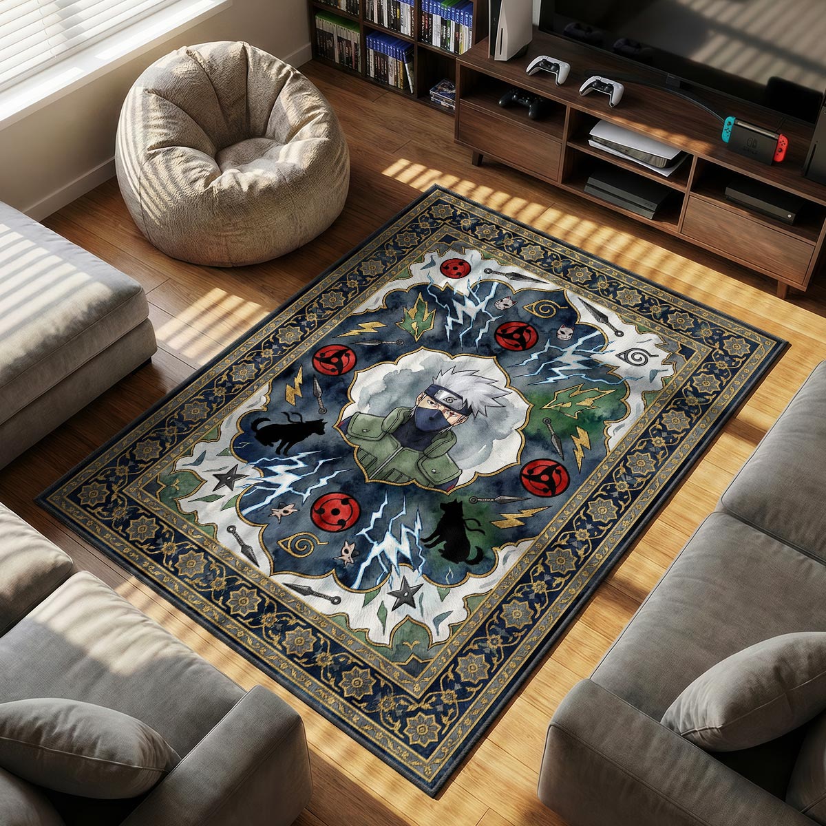 Kakashi Copy Ninja Rug - Naruto Shippuden Chair Mat