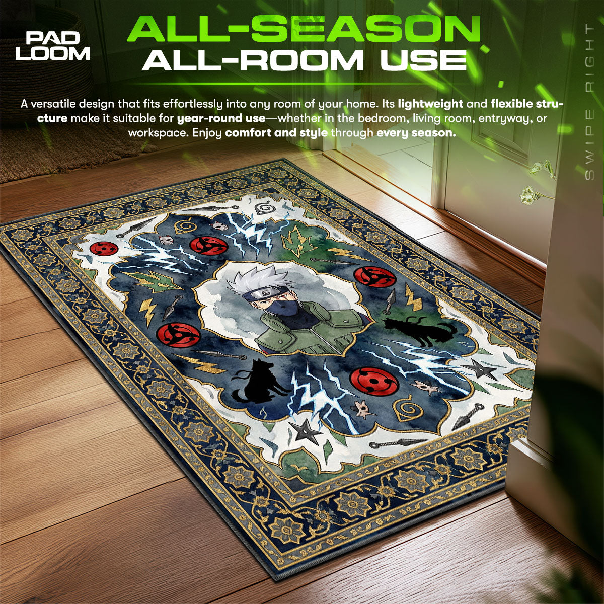 Kakashi Copy Ninja Rug - Naruto Shippuden Chair Mat