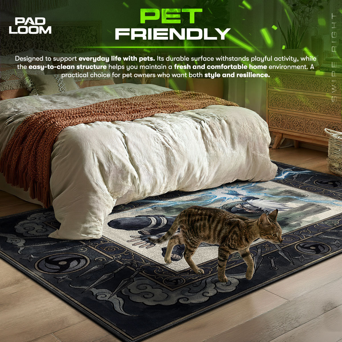 Kakashi Hatake Chidori Rug - Naruto Shippuden Chair Mat