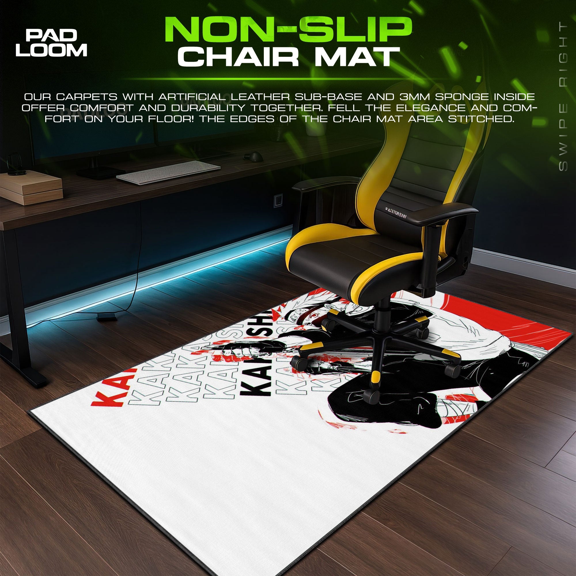 Kakashi Lightning Strike Mouse Pad - Red Shadow Anime Desk Mat Padloom