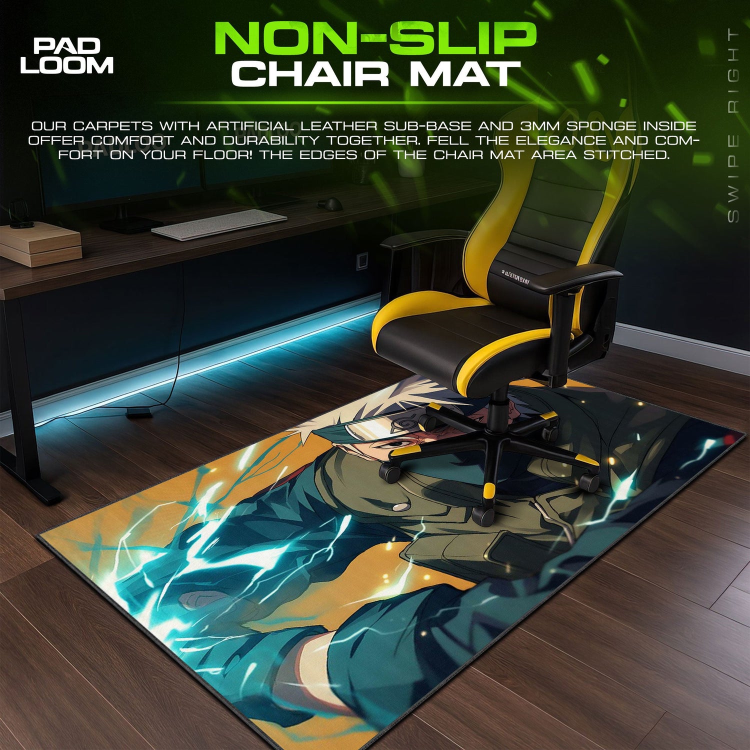 Kakashi Mouse Pad - Chidori Strike Anime Desk Mat Padloom