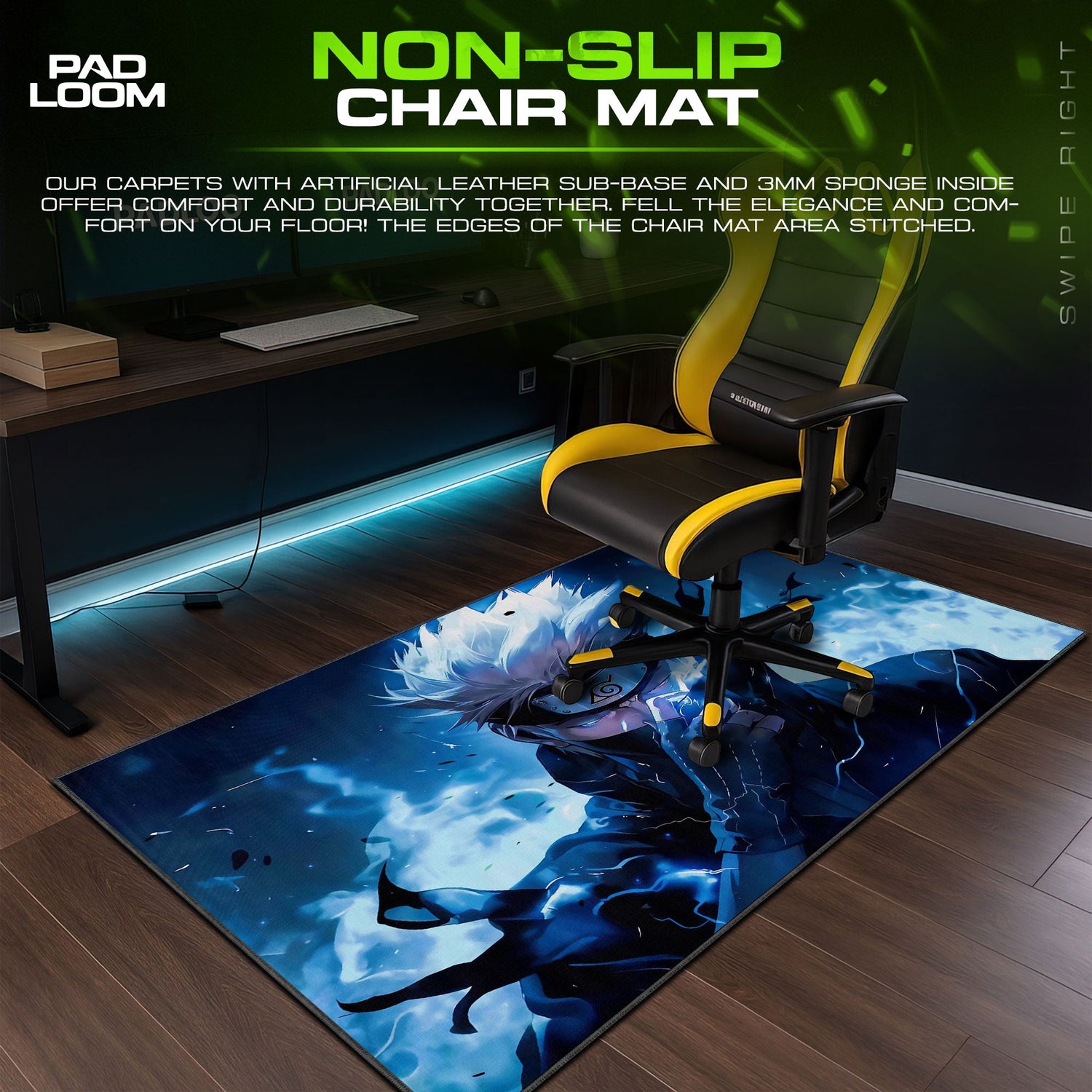 Kakashi Mouse Pad - Lightning Blade Anime Desk Mat Padloom