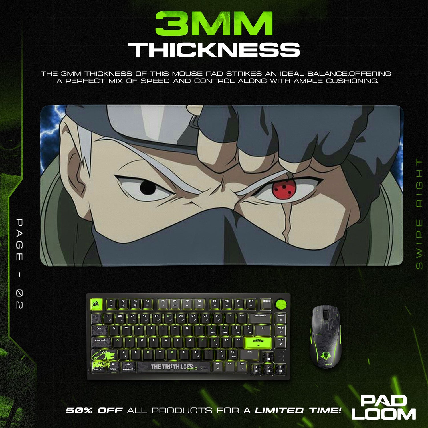 Kakashi Mouse Pad - Sharingan Focus Anime Desk Mat Padloom