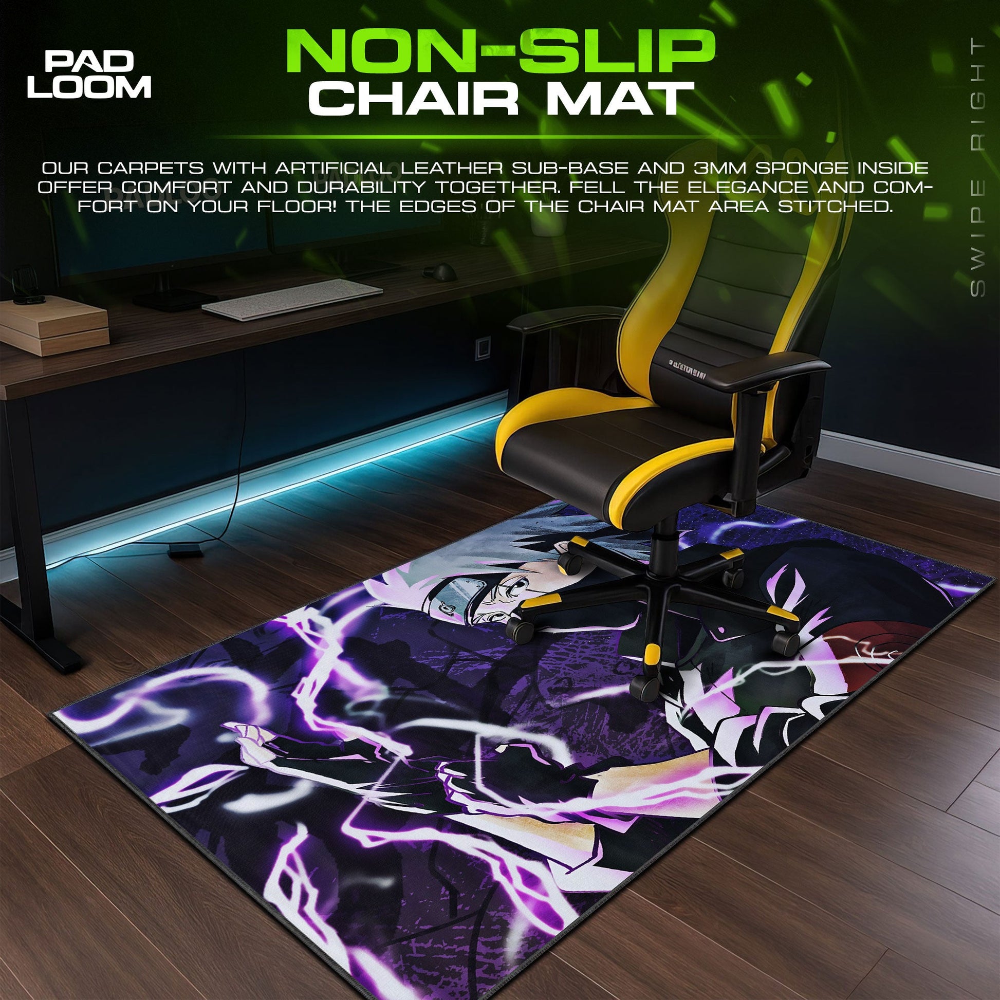 Kakashi Purple Lightning Mouse Pad - Storm Anime Desk Mat Padloom