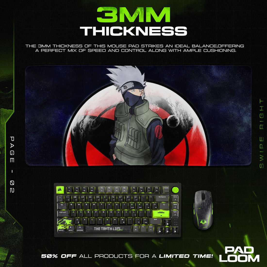 Kakashi Sharingan Mouse Pad - Shadow Ninja Anime Desk Mat Padloom